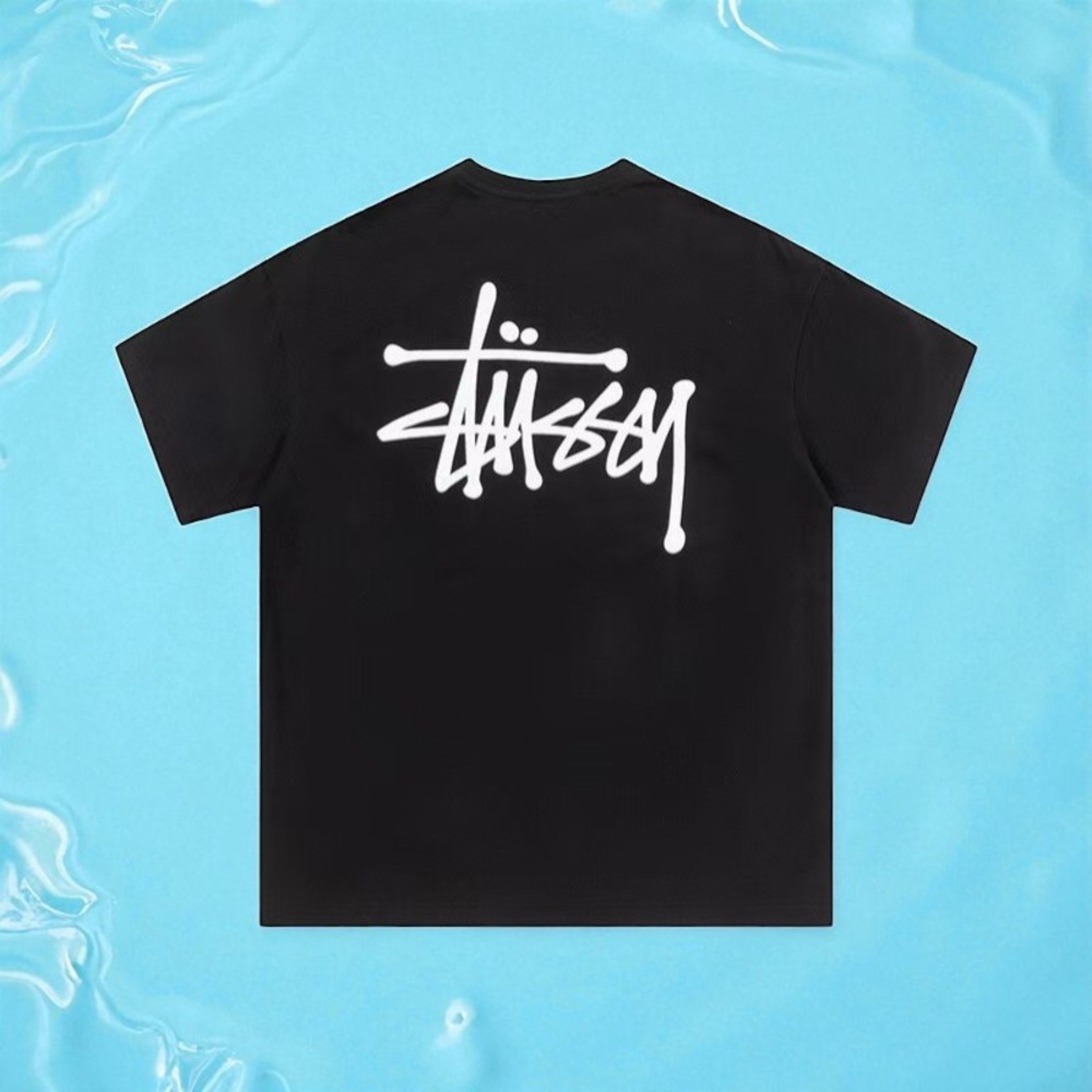 Stussy Black Tee with White Logo
